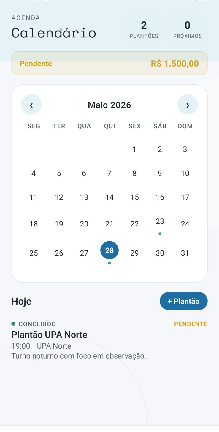 Calendário de plantões do Plantonário
